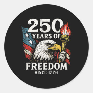 Adesivo Redondo 250 Anos De Liberdade Usa Bald Eagle America Flag 