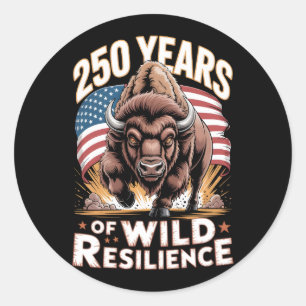 Adesivo Redondo 250 Anos de Resiliência Selvagem Bisonte