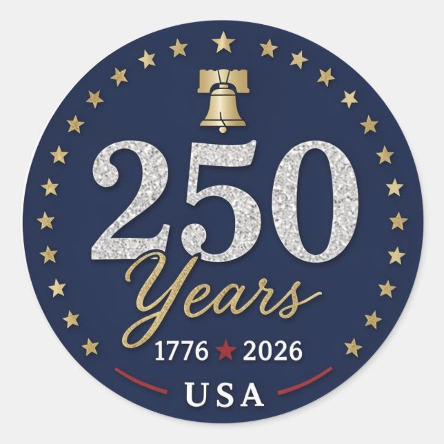 Adesivo Redondo 250 Anos EUA (Frente)