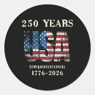 Adesivo Redondo 250 Anos EUA 1776-2026 Aniversário de 250 anos