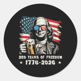 Adesivo Redondo 250 Anos Liberdade Ben Franklin 250º Aniversário U