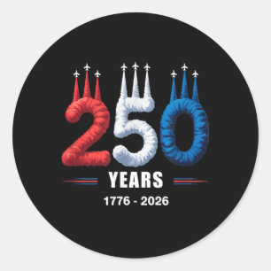 Adesivo Redondo 250 Anos Vintage 1776 250º Aniversário 4 de Julho