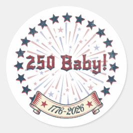 Adesivo Redondo 250 Baby America 250 Patriotic Fireworks Design