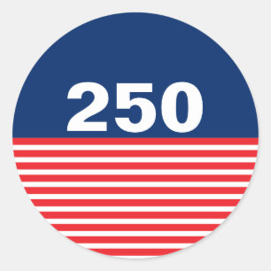 Adesivo Redondo 250 Vermelho Branco e Azul Aniversário dos EUA