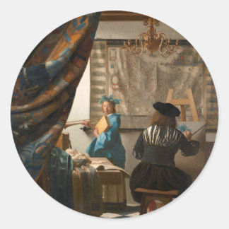 Adesivo Redondo 2535-Johannes Vermeer The Art of Painting