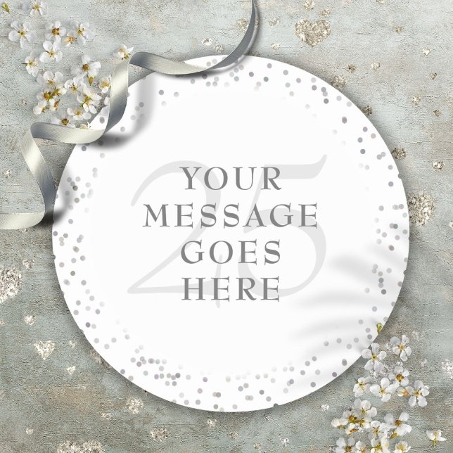 Adesivo Redondo 25 Aniversário de Silver Stardust (25th Anniversary Silver Stardust Classic Round Sticker)