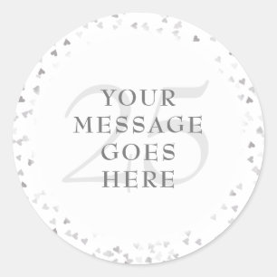 Adesivo Redondo 25 Anniversário do Silver Hearts