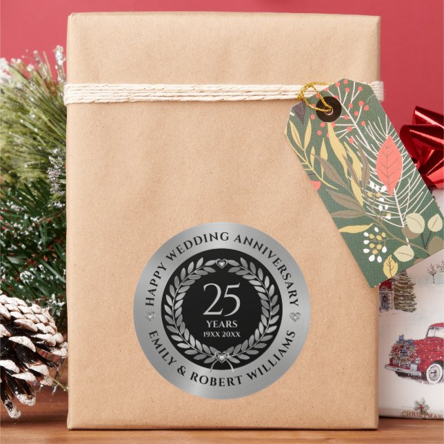 Adesivo Redondo 25 casamento, silv laurel Janto wreath (Feriado)