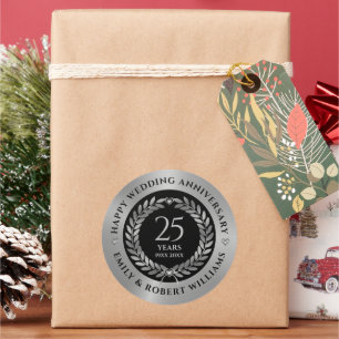 Adesivo Redondo 25 casamento, silv laurel Janto wreath