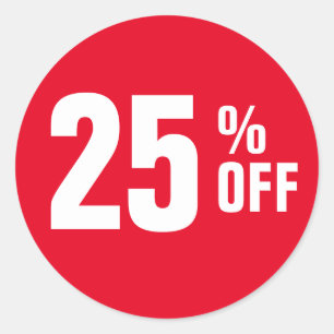 Adesivo Redondo 25% Vinte e Cinco% OFF Venda de Desconto Personali