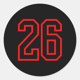 Adesivo Redondo 26 Esporte Vermelho Preto Número Simples Desempenh