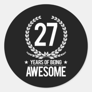 Adesivo Redondo 27o Aniversário (27 anos de ser impressionantes)