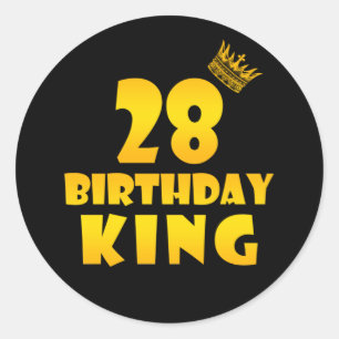Adesivo Redondo 28.º aniversário Presente para o Rei Aniversário d