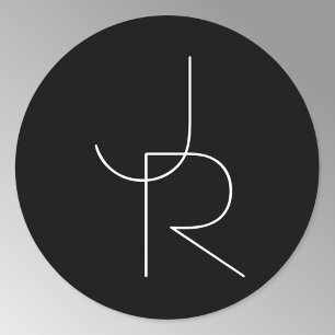 Adesivo Redondo 2 branco de sobreposição moderno das iniciais   