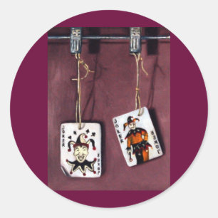 Adesivo Redondo 2 cartões Palhaço-Selvagens Palhaço-Afortunados