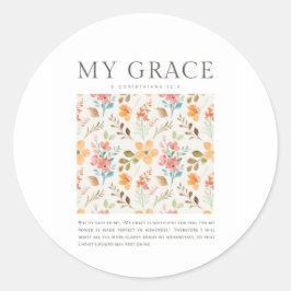 Adesivo Redondo 2 Corinthians 12:9 Minha graça é suficiente para v