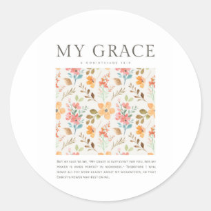 Adesivo Redondo 2 Corinthians 12:9 Minha graça é suficiente para v