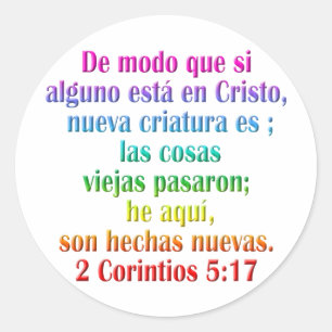 Adesivo Redondo 2 Corinthians 5:17 Espanhol