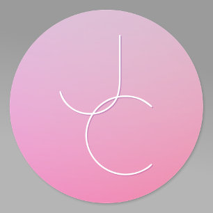 Adesivo Redondo 2 iniciais de sobreposição modernas   Ombre