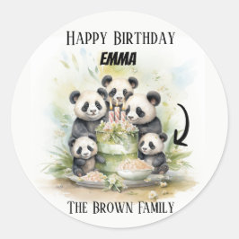 Adesivo Redondo 2 Pais 3 Crianças - Aniversário da Família Waterco