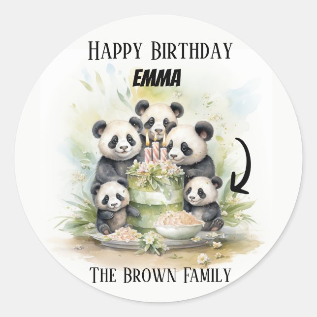 Adesivo Redondo 2 Pais 3 Crianças - Aniversário da Família Waterco (Frente)