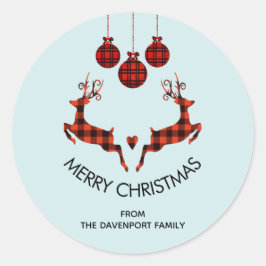 Adesivo Redondo 2 Reindeer de Natal Saltando Caçador Russo