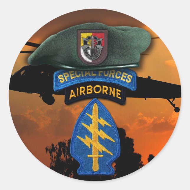 Adesivo Redondo 3ª Forças Especiais Green Berets SF SFG SOF Vetera (Frente)