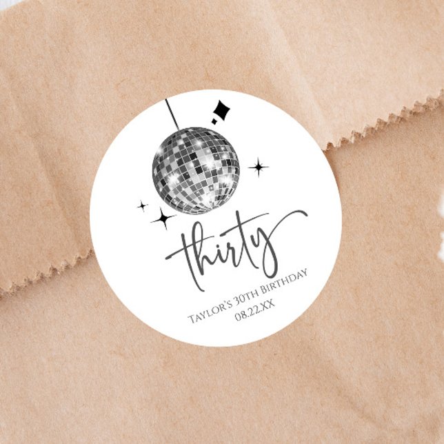 Adesivo Redondo 30º Partido aniversário de 30 anos de Bola Disco S (Criador carregado)