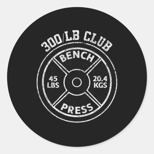 Adesivo Redondo 300 Lbs Pound Bench Press Club Gym Weightlifting P (Frente)
