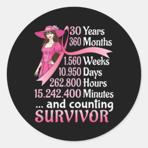 Adesivo Redondo 30 Anos 360 Meses E Contagem Do Cancer Da Mama