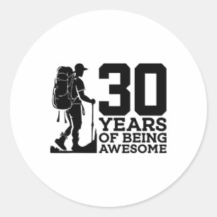 Adesivo Redondo 30 Anos Sendo Incrível Caminhada 30º Aniversário