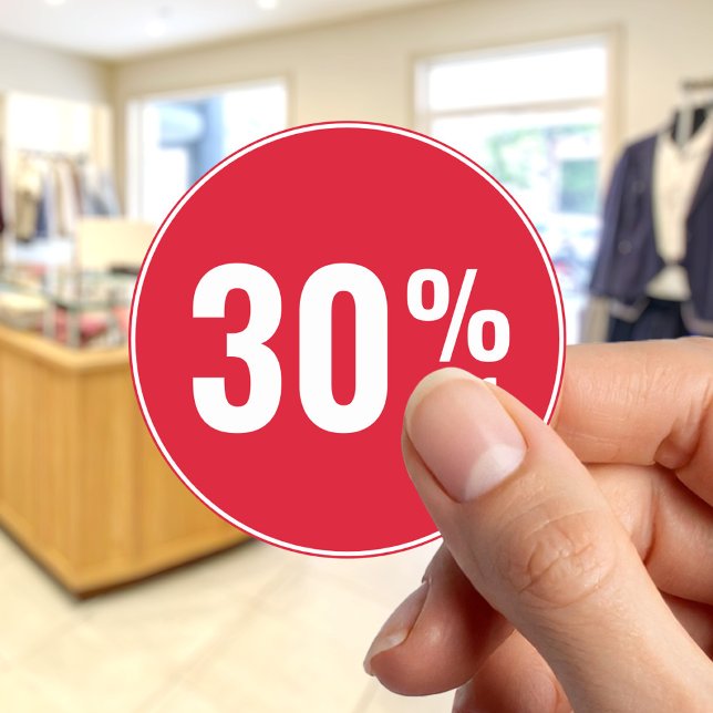 Adesivo Redondo 30% de vendas por desconto (Criador carregado)