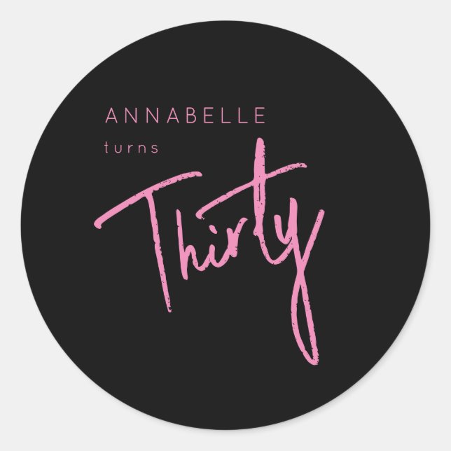 Adesivo Redondo 30 moderna 330ª festa de aniversário (Frente)