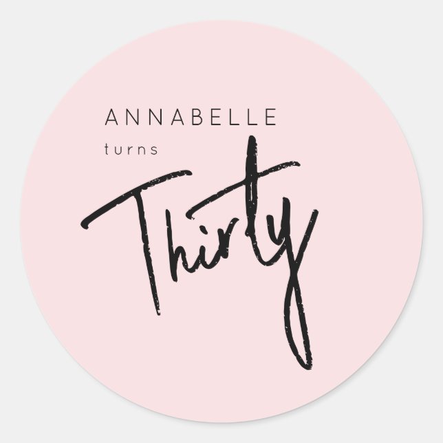 Adesivo Redondo 30 moderna 330ª festa de aniversário (Frente)