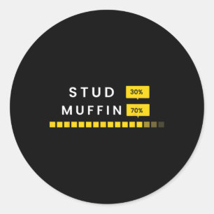 Adesivo Redondo 30 Stud 70 Homens Dias de os pais Dizendo Muffin M