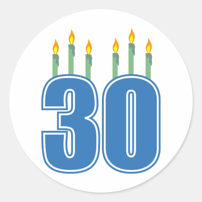 Adesivo Redondo 30 Velas (Azul / Verde) (Frente)