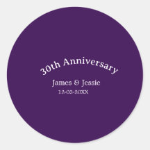 30th wedding anniversary name date purple simple