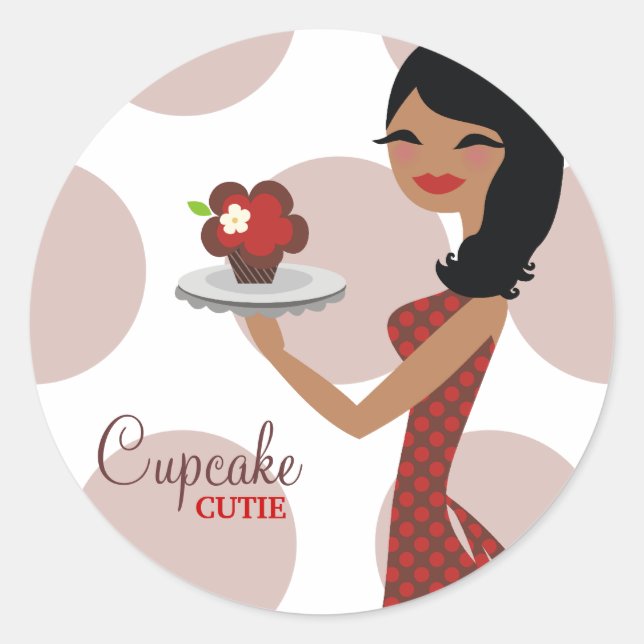 Adesivo Redondo 311-Candie the Cupcake Cutie Red Brown Sticker (Frente)