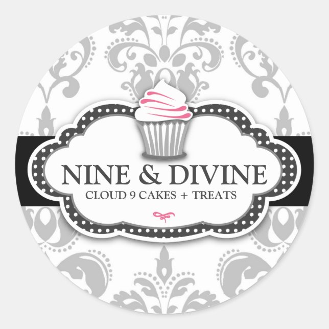 Adesivo Redondo 311 Cinza divina Cupcake branco para as válvulas (Frente)