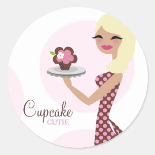 Adesivo Redondo 311-Cupcake Cutie 31Sticker ondulado louro claro