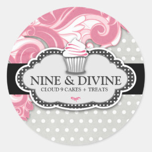 Adesivo Redondo 311 cupcakes cor-de-rosa divinos das bolinhas do