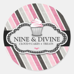 Adesivo Redondo 311 cupcakes divinos das listras do rosa