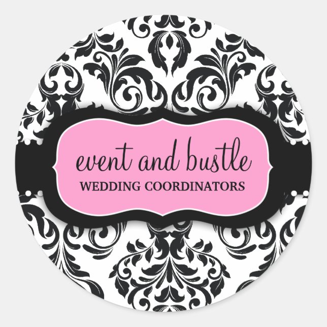 Adesivo Redondo 311 Damasco branco para eventos e gabinetes (Frente)