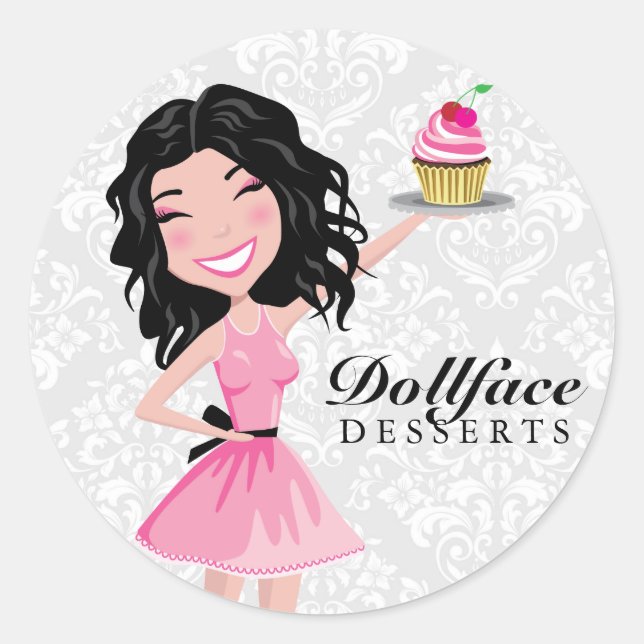 Adesivo Redondo 311 Desserts Dollface Kohlie Damask (Frente)