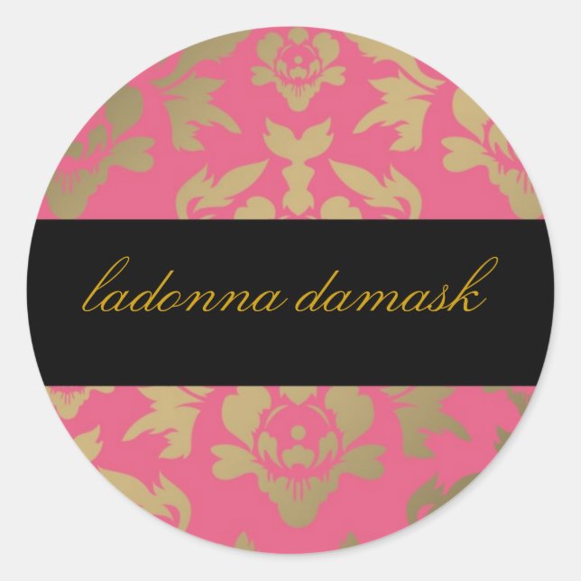 Adesivo Redondo 311 Ladonna Damask - Rosa (Frente)