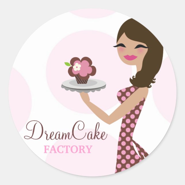 Adesivo Redondo 316 Carlie the Cupcake Cutie Brunette Sticker (Frente)
