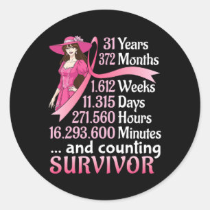 Adesivo Redondo 31 Anos 372 Meses E Contagem Do Cancer Da Mama