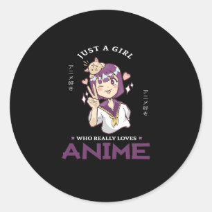 Adesivo Redondo 31.Apenas Uma Menina Que Ama Mesmo Anime