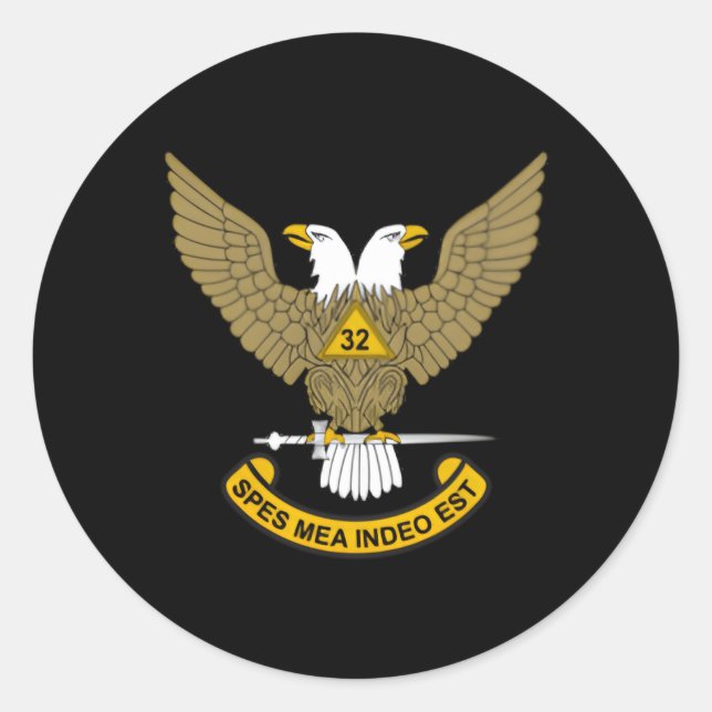 Adesivo Redondo 32º Grau Mason 32 Masonic Scottish Rite Up (Frente)
