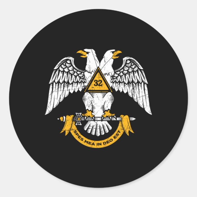Adesivo Redondo 32º Grau Masonic Scottish Rite Wings Down Fathe (Frente)